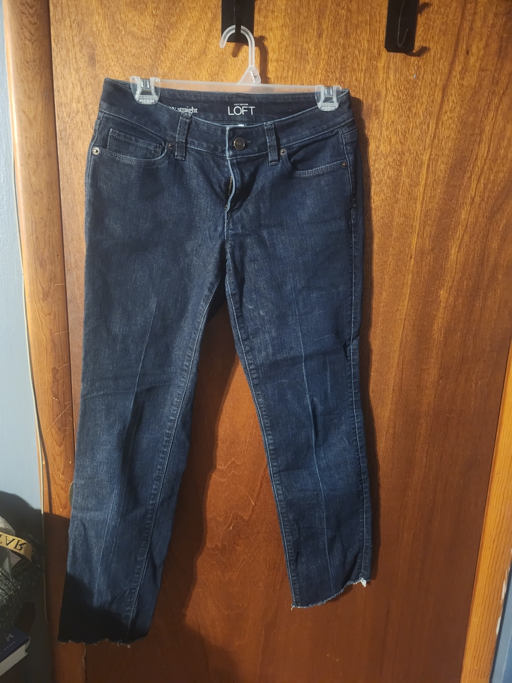 LOFT Dark Blue Ankle Straight-Leg Jeans